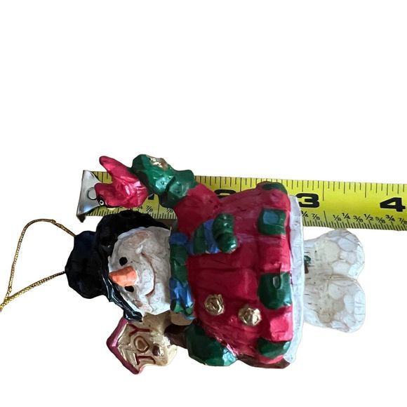 Snowman 3x2.5 Christmas Tree Ornament Moving Legs Red Bird Birdhouse Winter - Picture 4 of 9